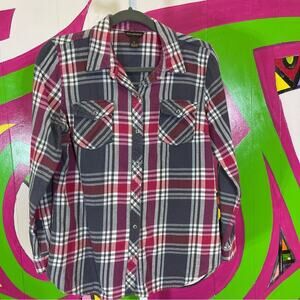 Bit & Bridle, Plaid Button Up Shirt. Size Medium. Blue and Pink. Good used cond!